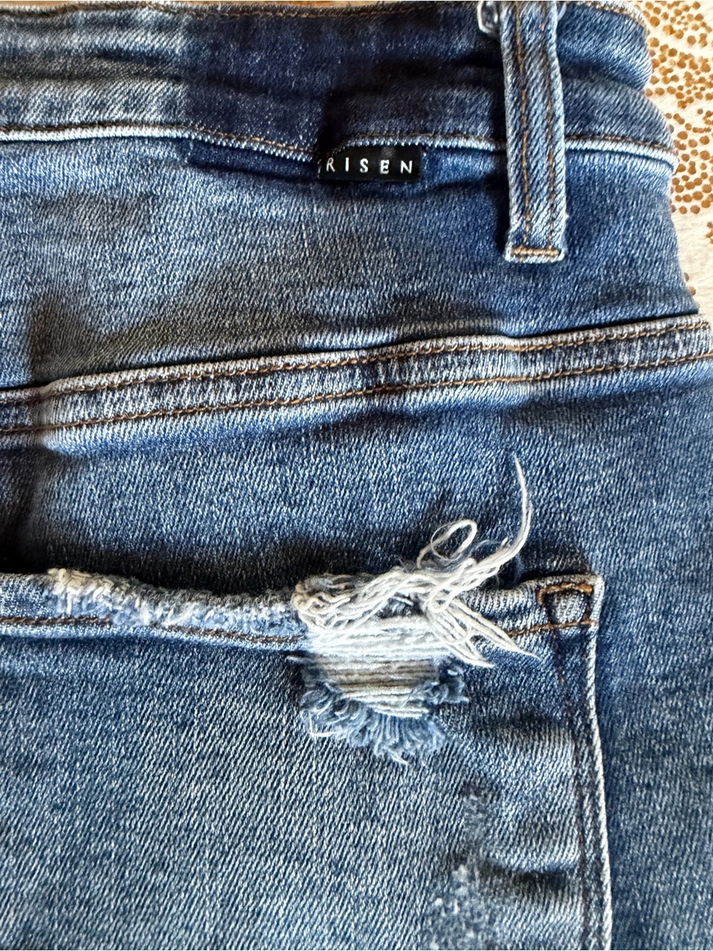 Risen Distressed Denim Jean Shorts - Size 1X - Picture 3 of 6